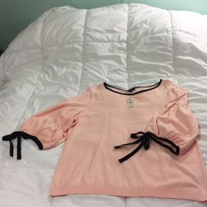 NWT Talbots XL sweater, pink + cute black trim.